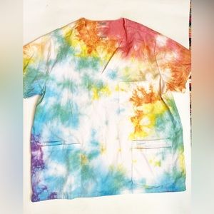#56 Tie dye scrub top. Size Large.